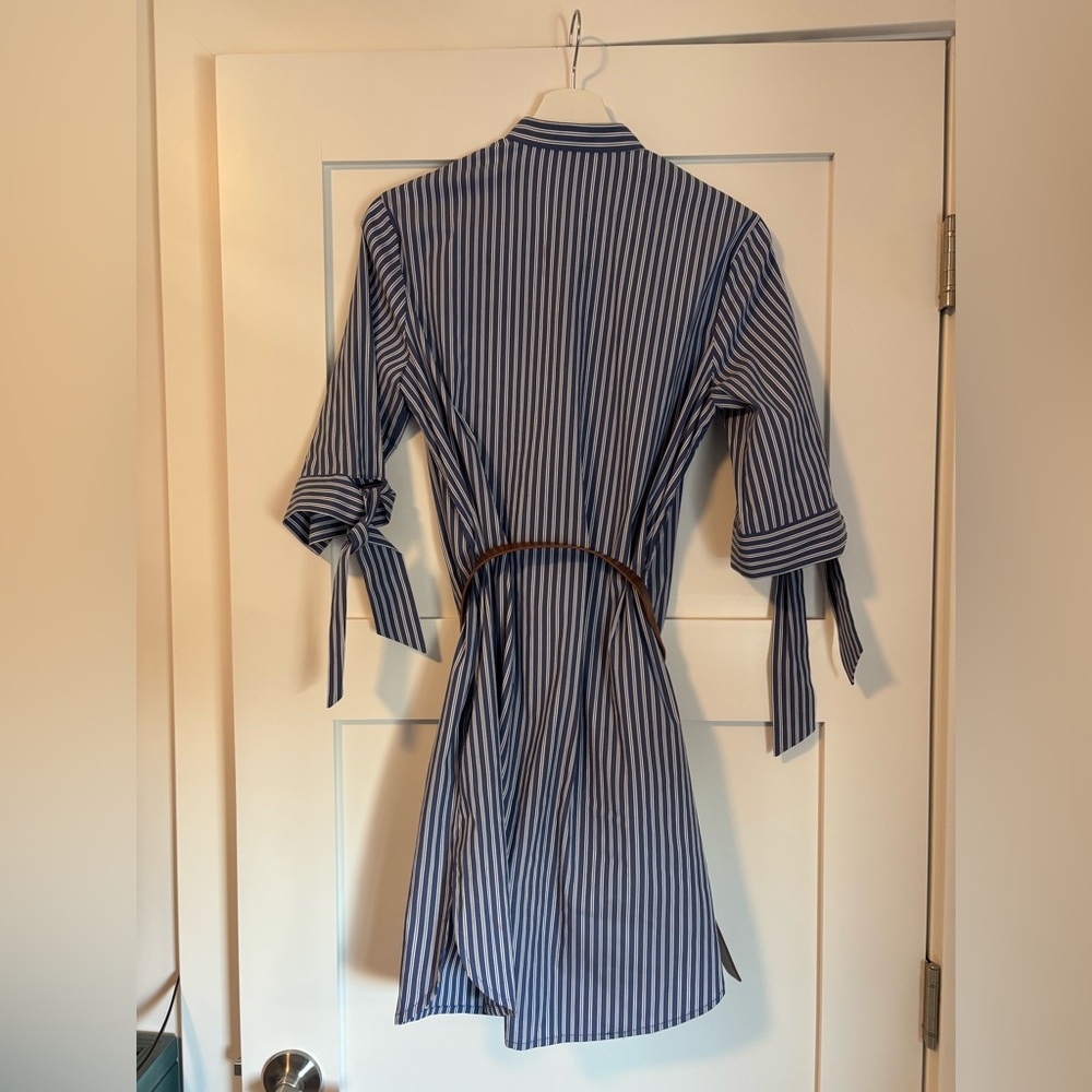 Michael Kors striped cotton poplin mini dress with tie sleeves - Picture 2 of 5